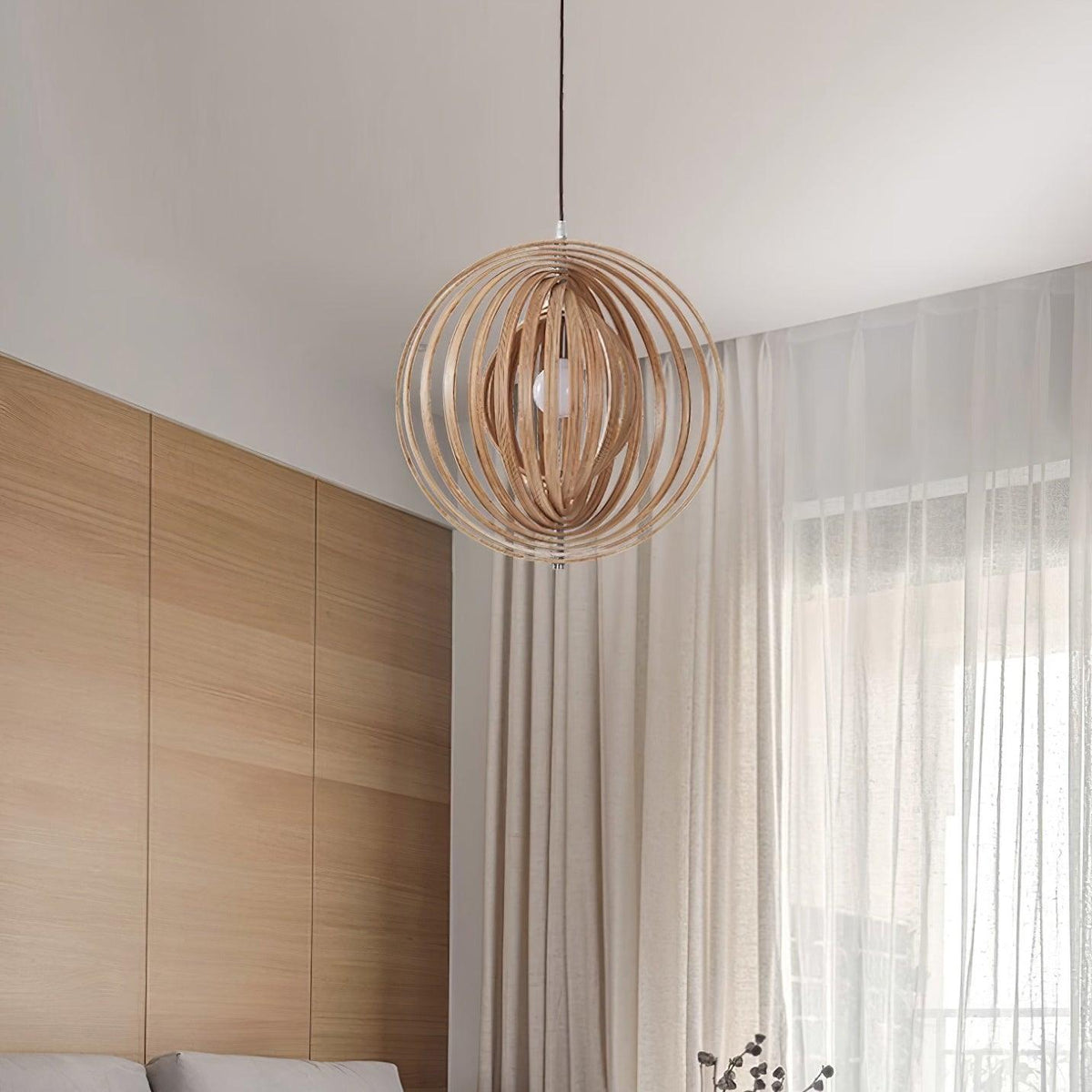 Lampa wisząca Drewniane Pierścienie Kula Organiczny Minimalistyczny Ambient