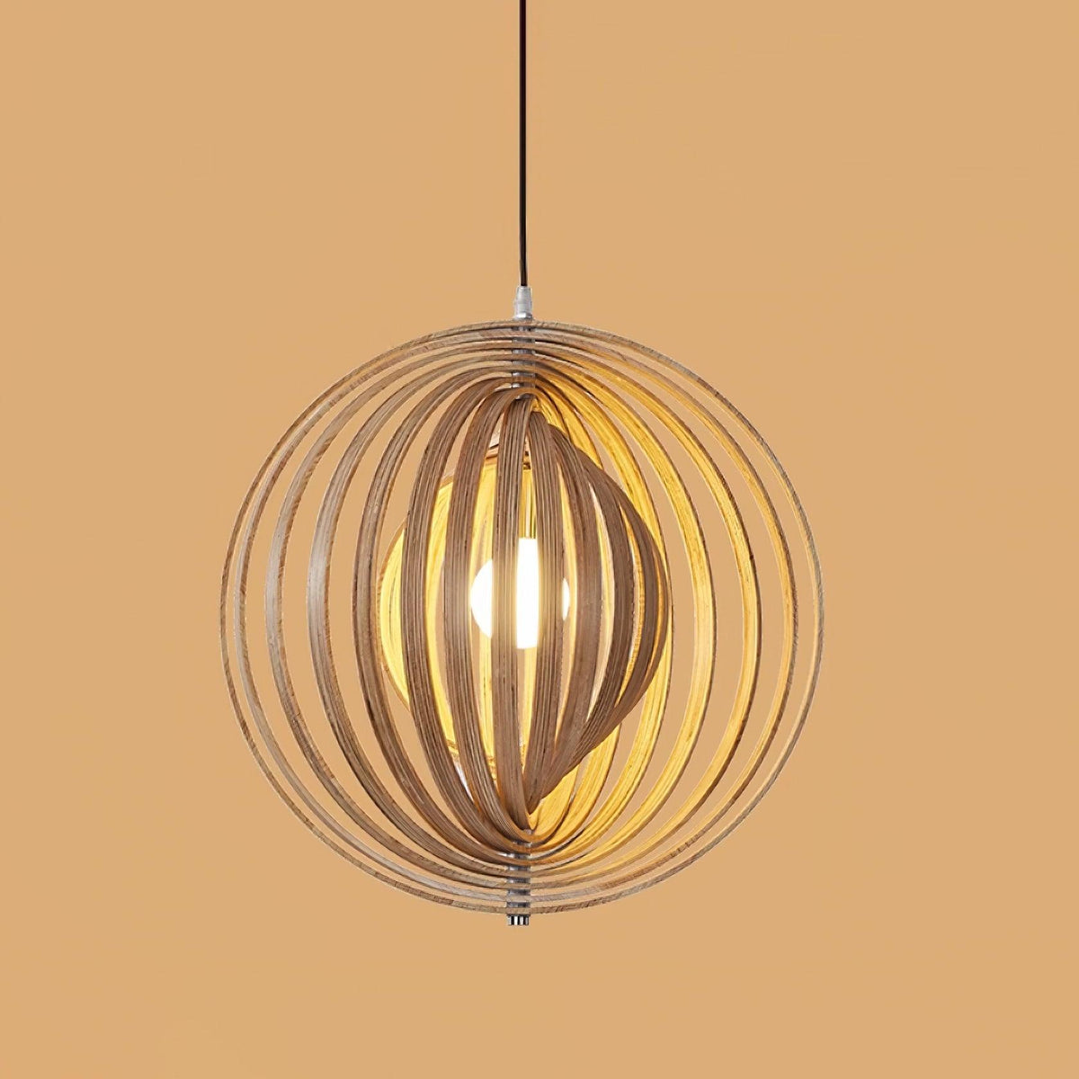 Lampa wisząca Drewniane Pierścienie Kula Organiczny Minimalistyczny Ambient