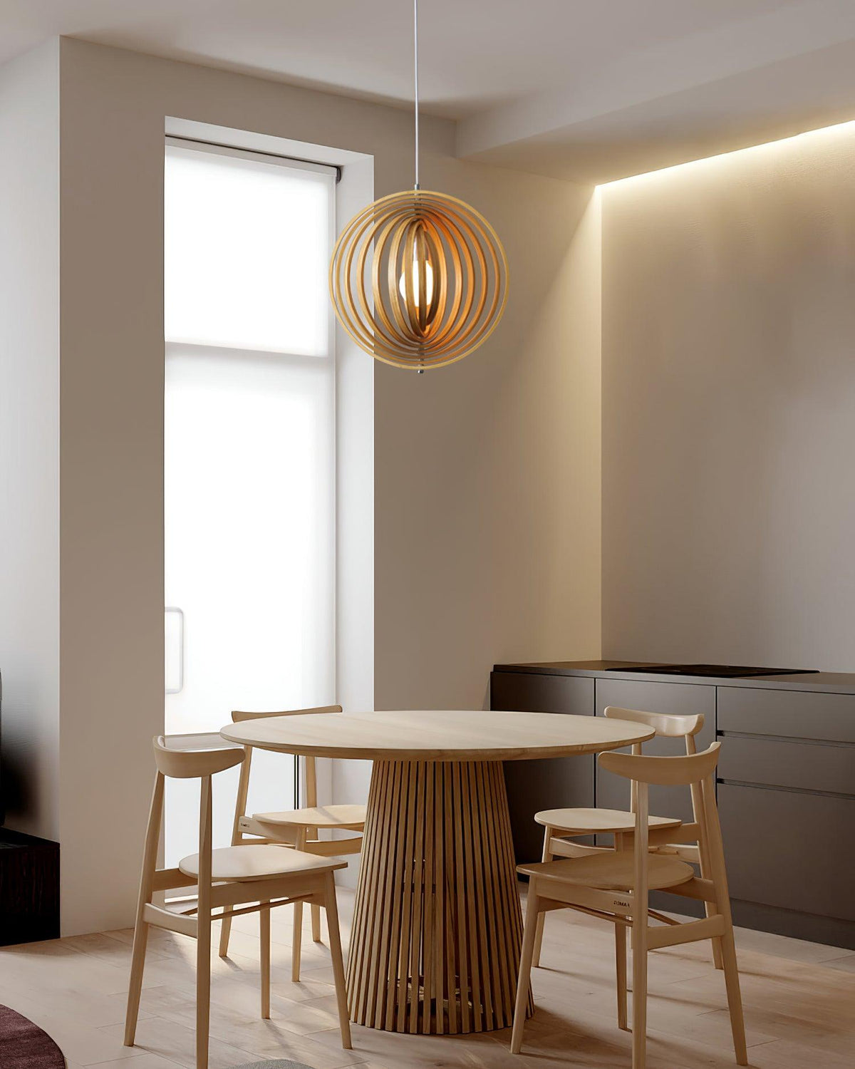 Lampa wisząca Drewniane Pierścienie Kula Organiczny Minimalistyczny Ambient