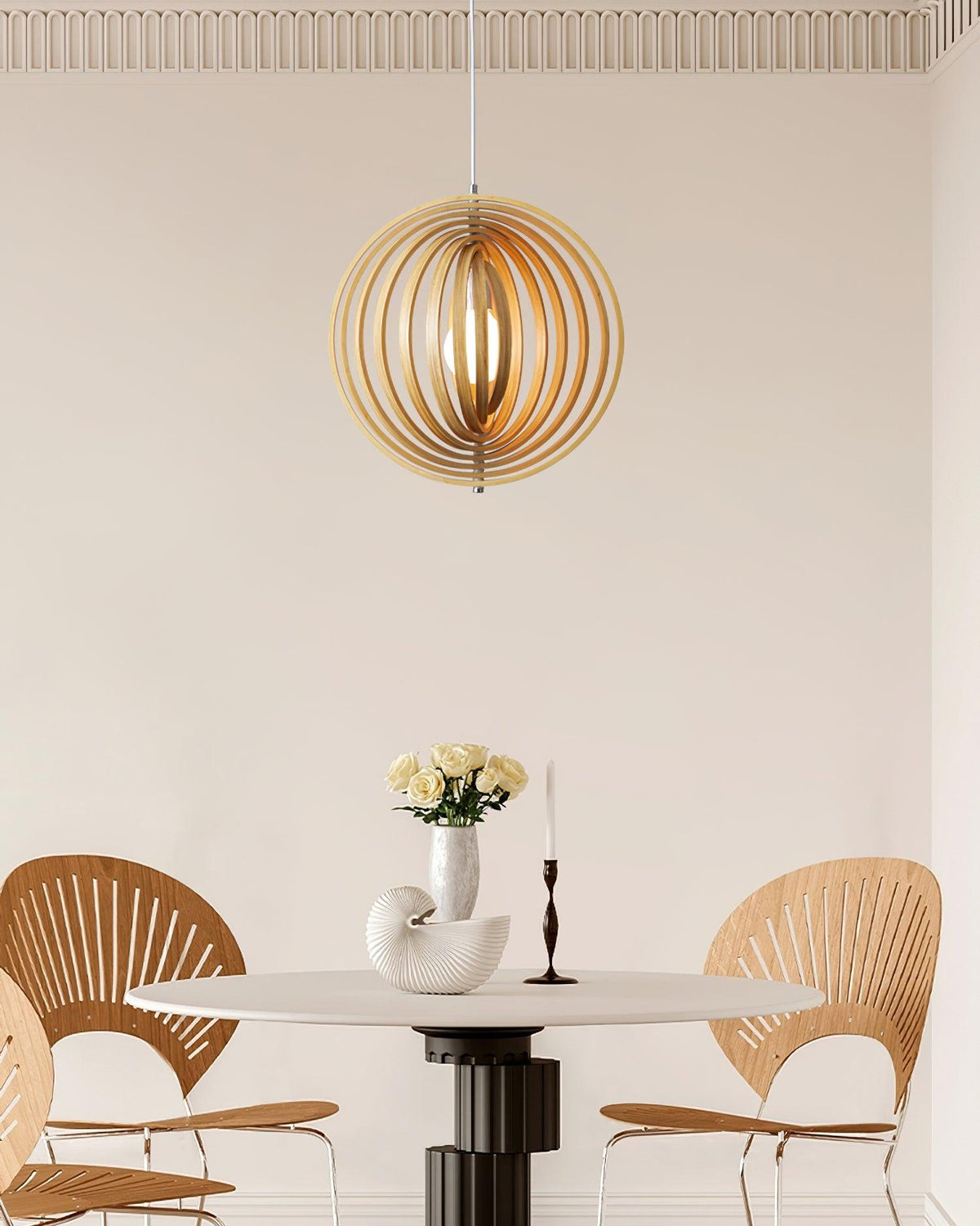 Lampa wisząca Drewniane Pierścienie Kula Organiczny Minimalistyczny Ambient