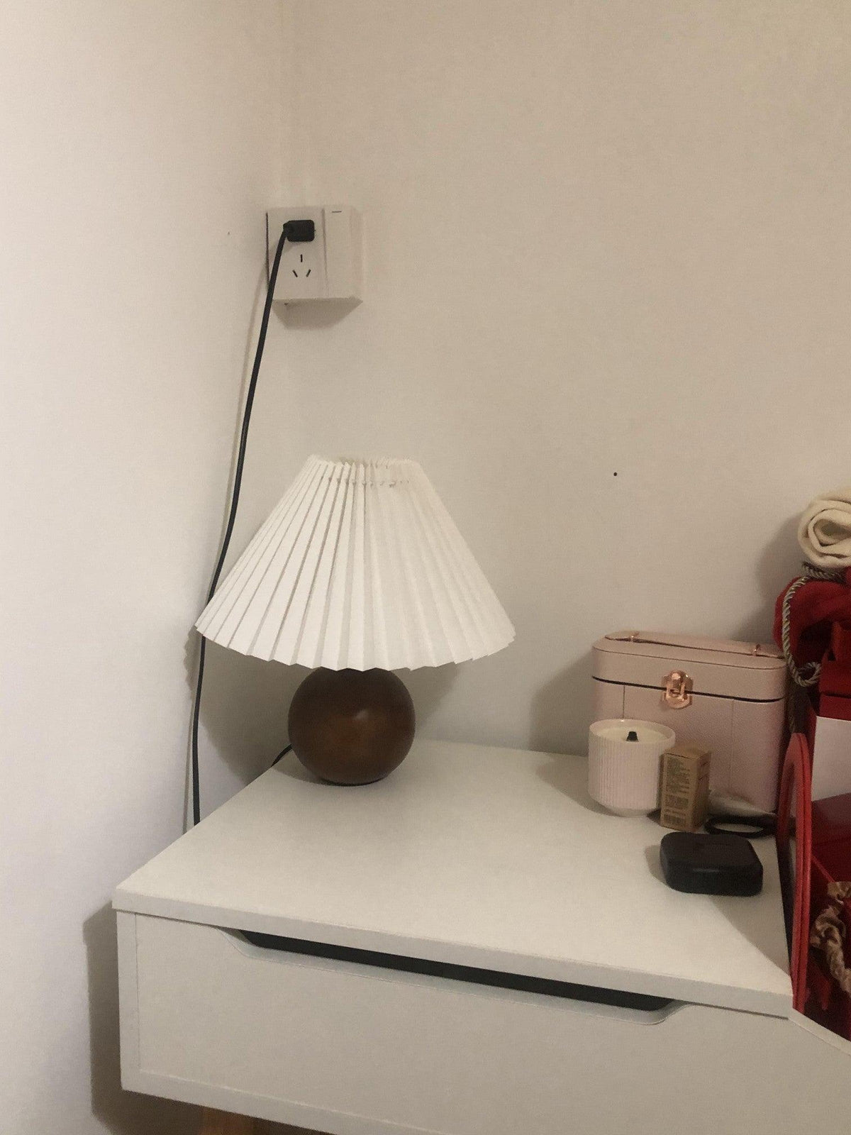 Zesilon drewniana lampa stołowa w kształcie kuli