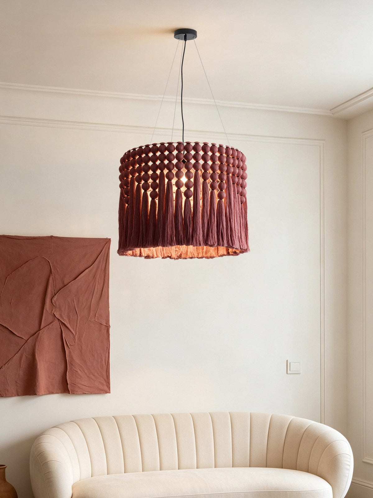 Verleigh Lampa Wisząca Makramowa Z Frędzlami