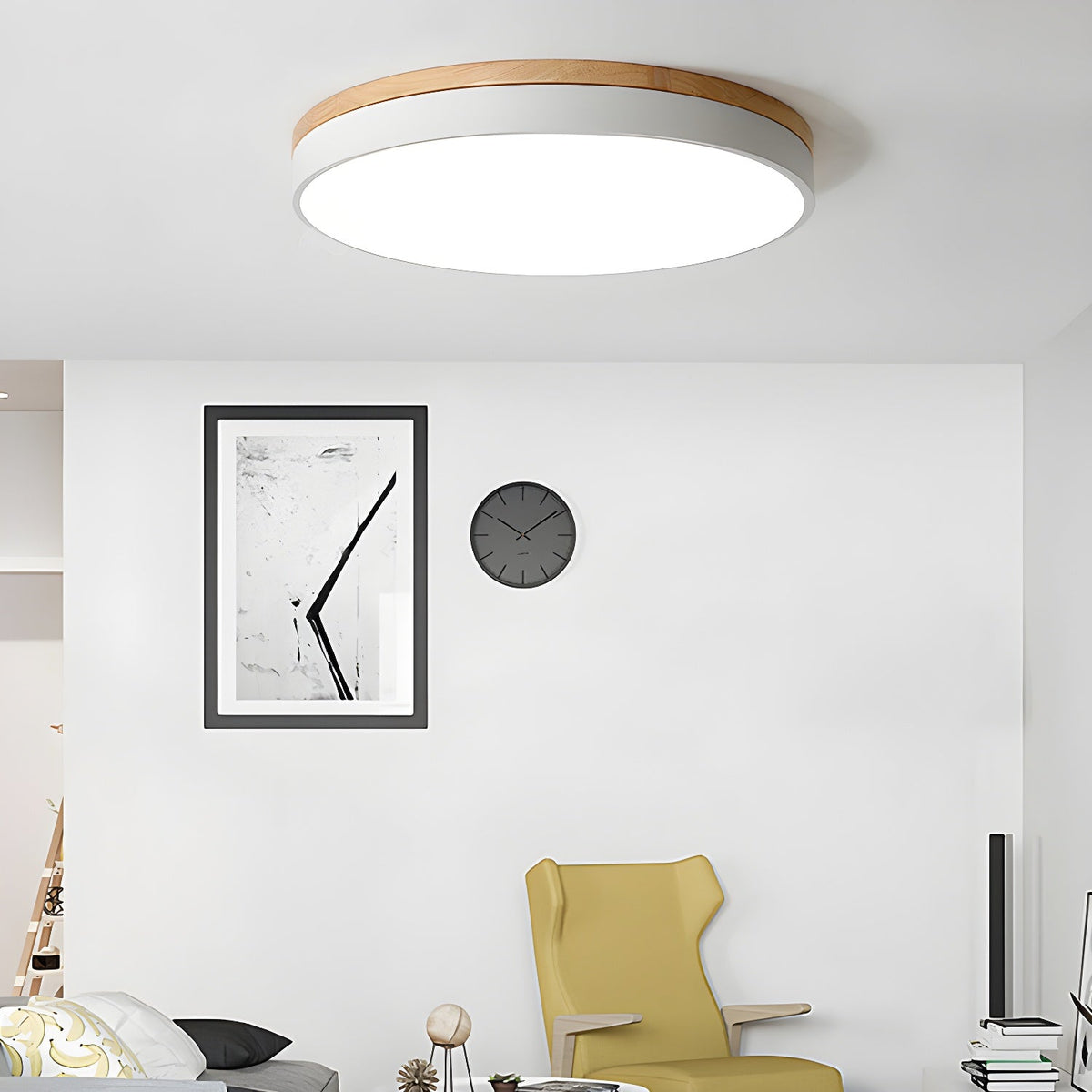 Mireth lampa sufitowa kołowa drewno szary nowoczesny minimalistyczny