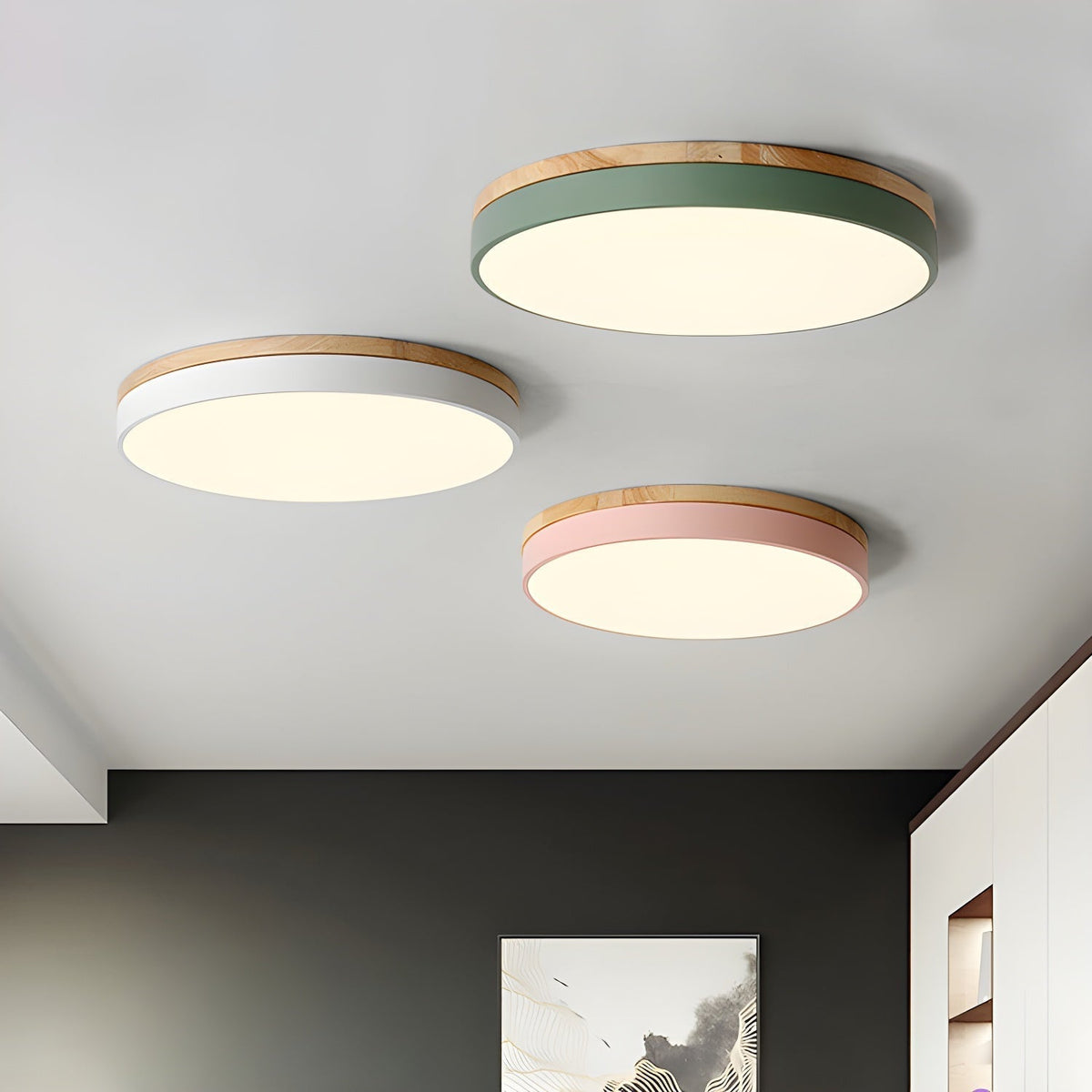 Mireth lampa sufitowa kołowa drewno szary nowoczesny minimalistyczny