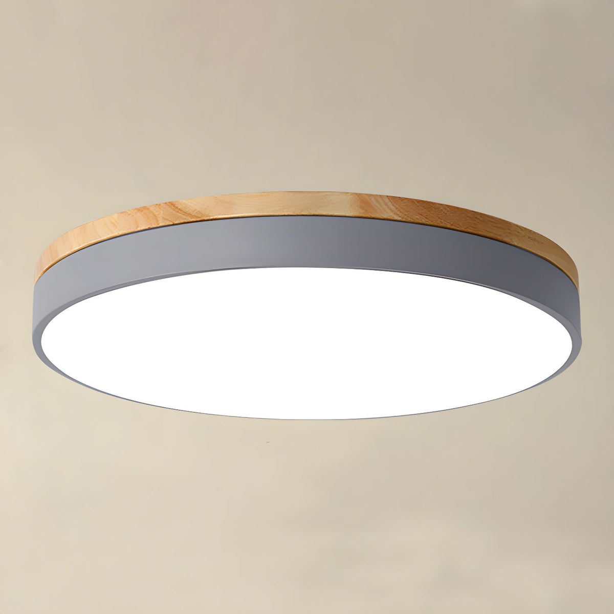 Mireth lampa sufitowa kołowa drewno szary nowoczesny minimalistyczny