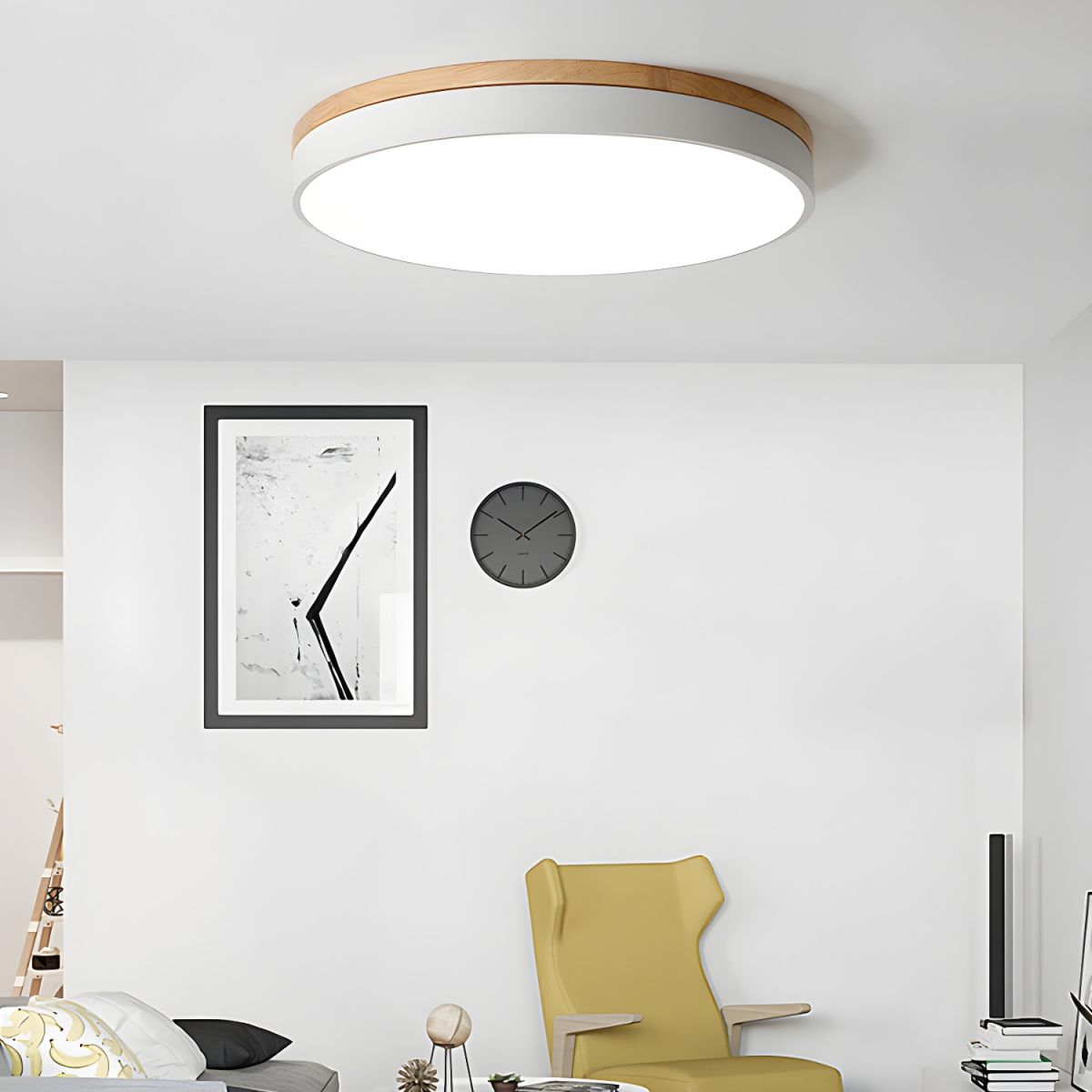 Mireth lampa sufitowa kołowa drewno szary nowoczesny minimalistyczny