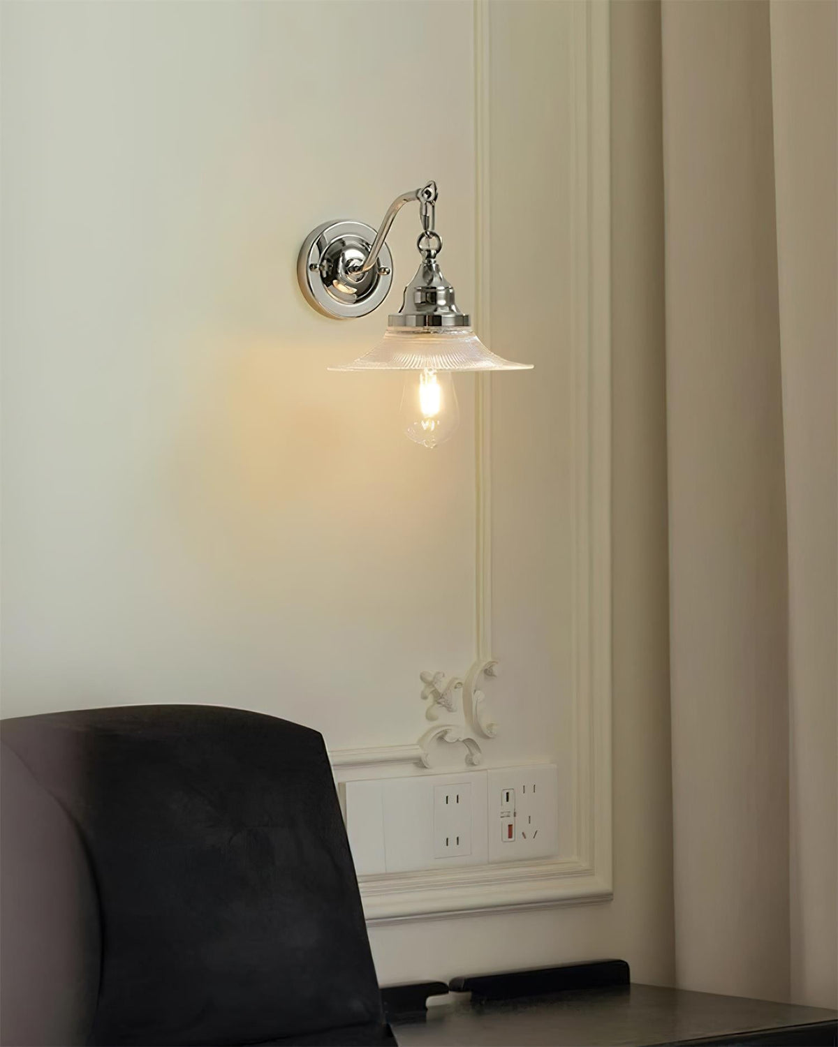 Perivo kinkiet ze szkła w chromie