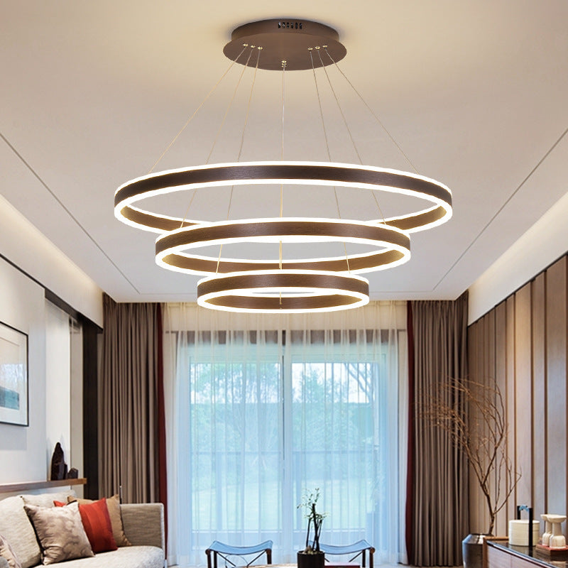 Arisha Moderne Minimaliste Coffee LED lampa wisząca, 3 pierścień