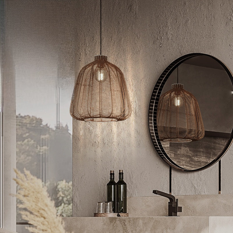 Muto minimalistyczna lampa wisząca LED rattan salon sypialnia bar