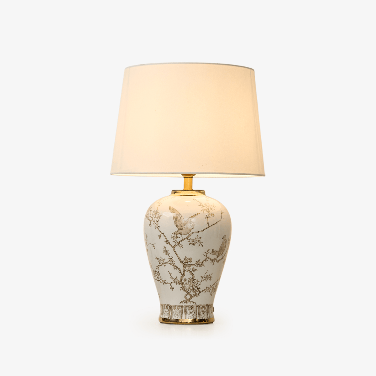 Wrenmark ceramiczna lampa stołowa z motywem kwiatowym i ptakiem