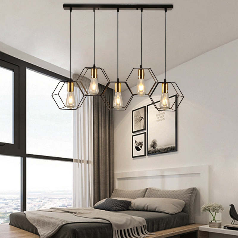 Arisha rustykalna lampa wisząca geometryczna 3/5 w kolorze czarnym
