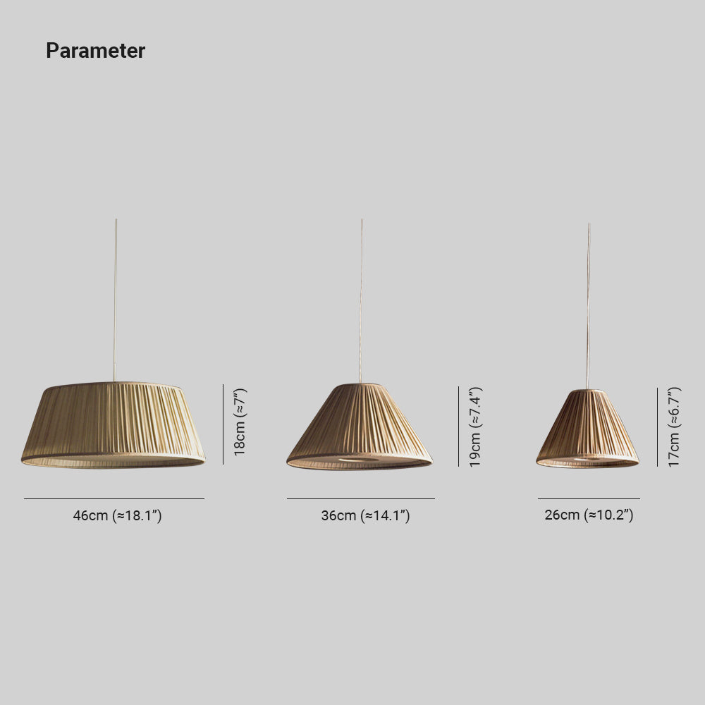Ritta lampa wisząca ze złożonego płótna Wabi Sabi, metal/tekstylia, salon