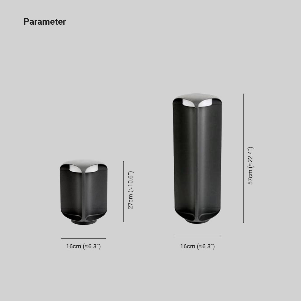 Ray minimalistyczna zewnętrzna lampa stojąca cylindryczna, metal/szkło, czarna