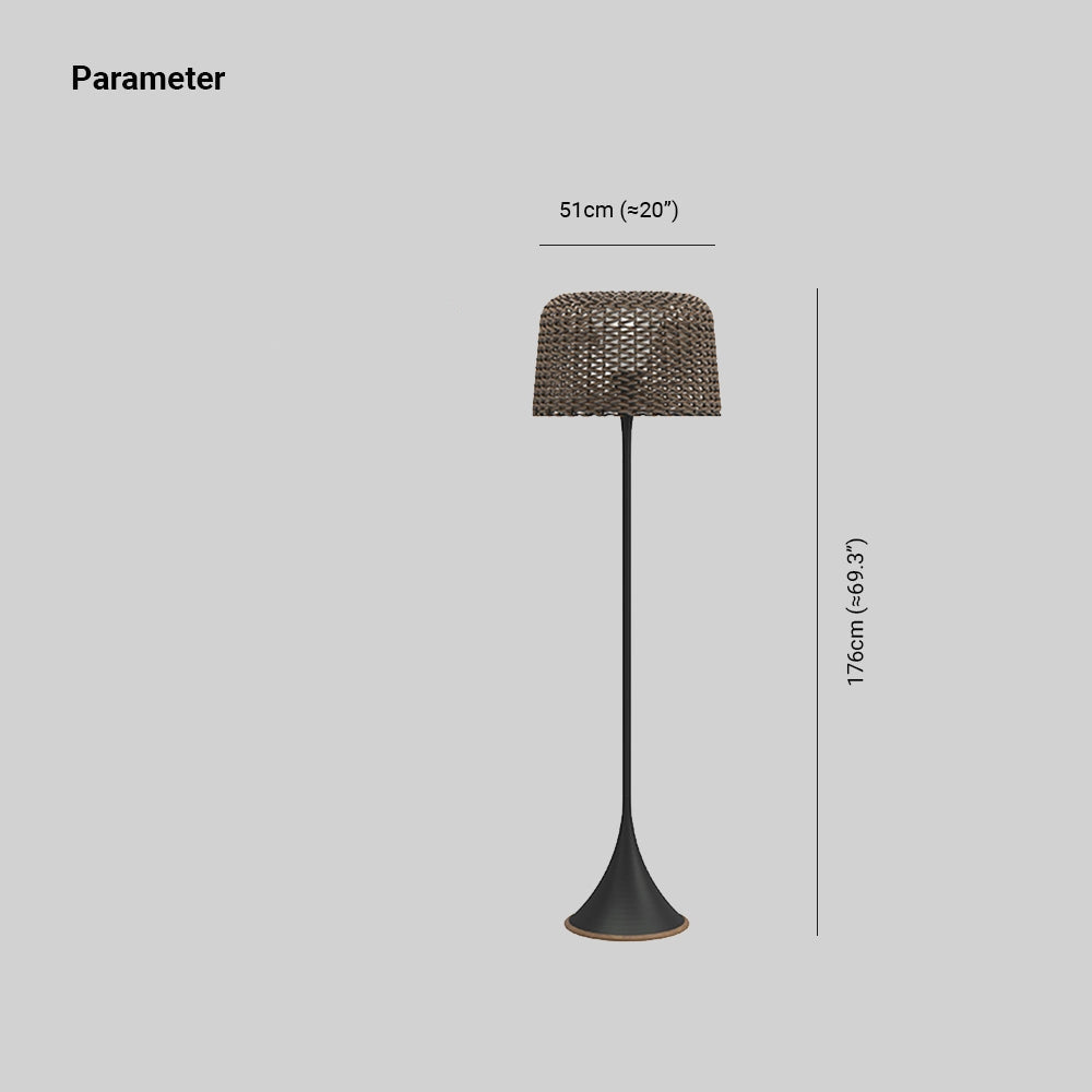 Ritta wodoodporna zewnętrzna lampa stojąca rattanowa, Balkon/Terasa