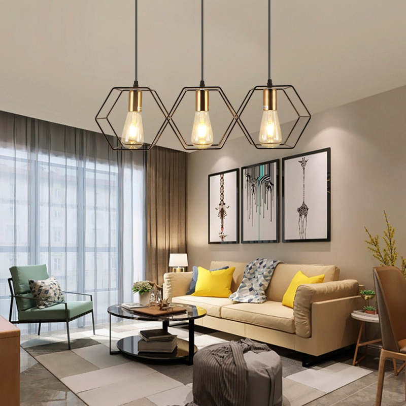 Arisha rustykalna lampa wisząca geometryczna 3/5 w kolorze czarnym