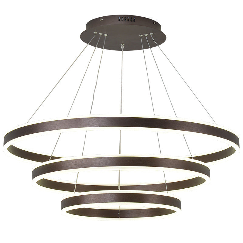 Arisha Moderne Minimaliste Coffee LED lampa wisząca, 3 pierścień