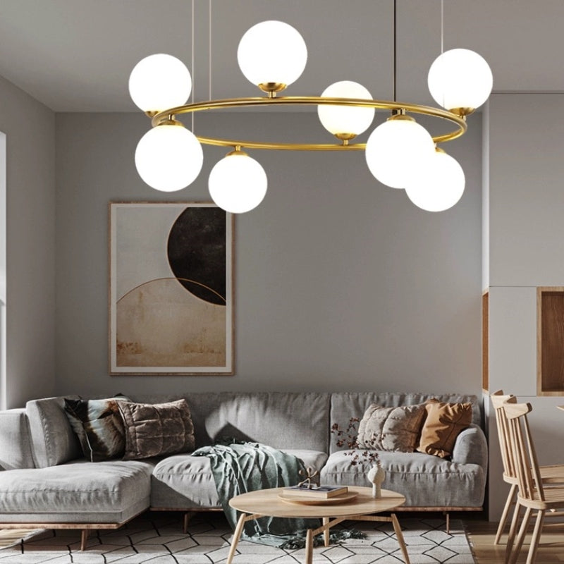 Valentina nowoczesna lampa wisząca pierścieniowa Magic Bean czarna/złota metal
