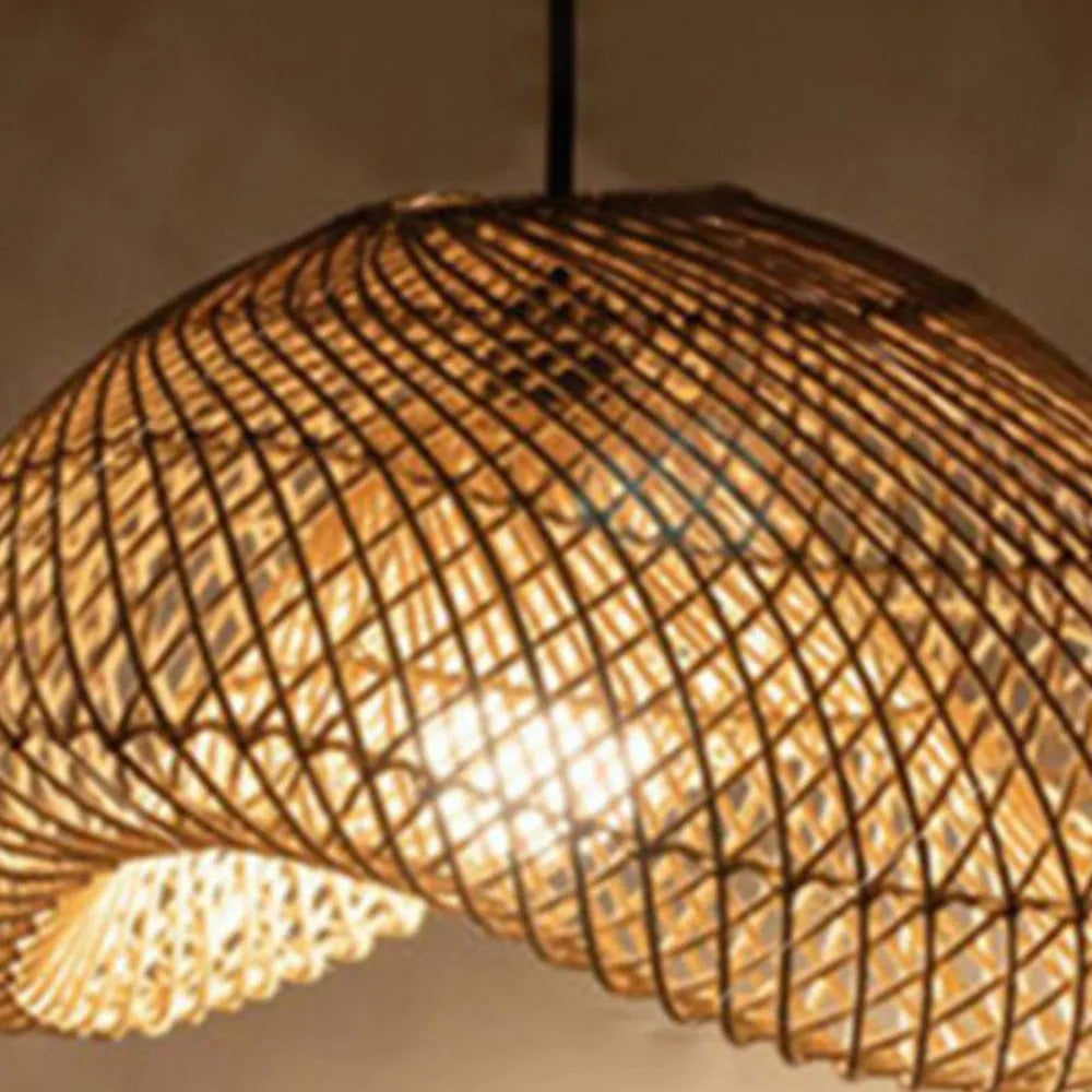 Juno rustykalna lampa wisząca z rattanu do salonu