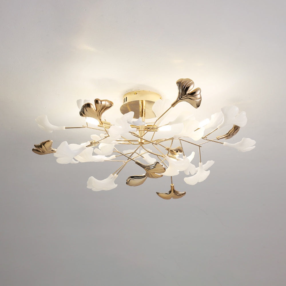 Olivia elegancki liściasty żyrandol ceramiczny/metalowy montowany bezpośrednio