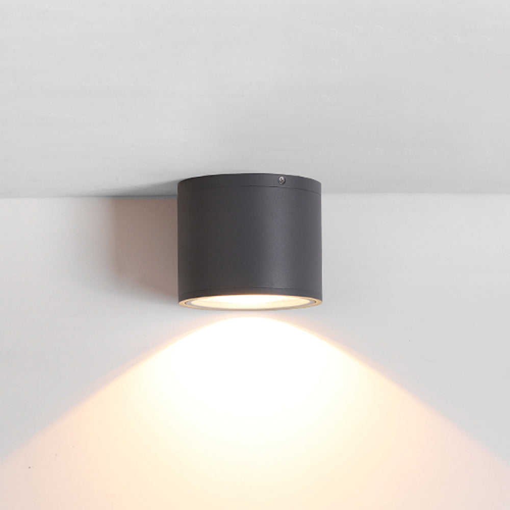 Ray nowoczesna zewnętrzna lampa sufitowa montowana bezpośrednio czarna cylindryczna