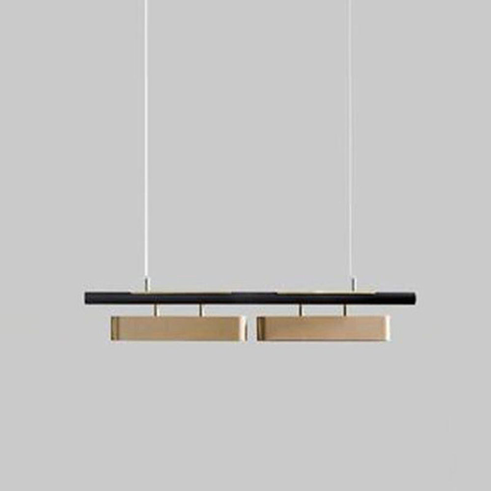 Arisha lampa wisząca prostokątna nowoczesna, metalowa, czarna/złota, biurowa