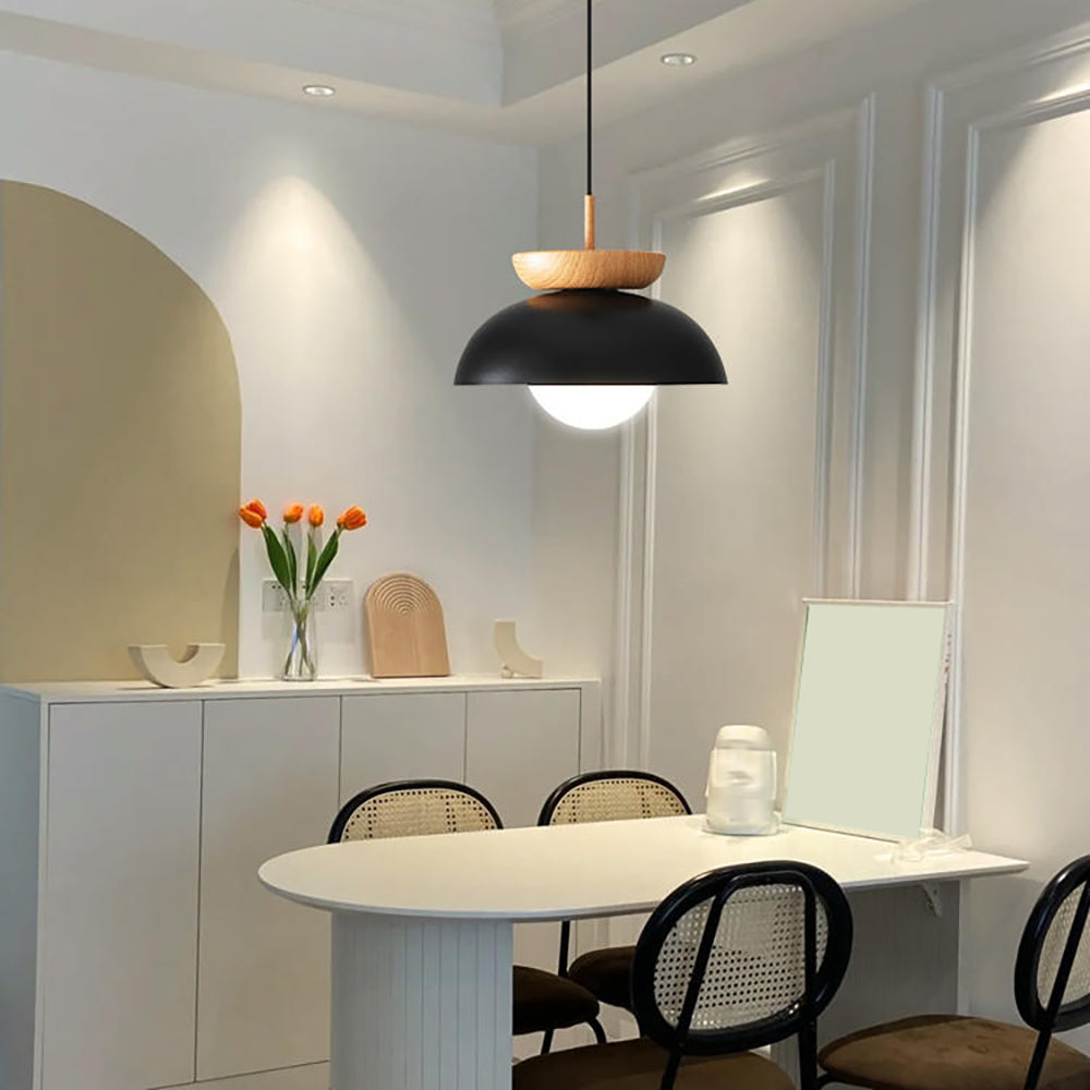 Muto lampa wisząca nordycka drewno/metal czarna kuchnia balkon