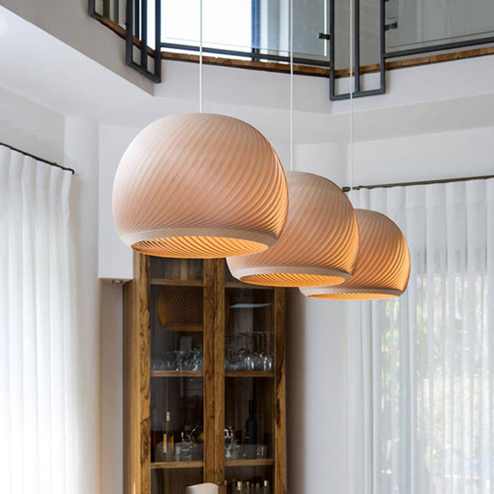Muto rustykalna lampa wisząca ze szkła i drewna
