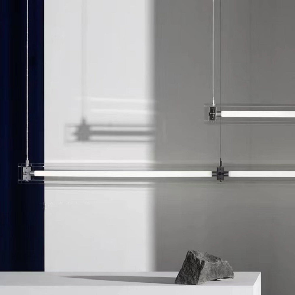 Arisha minimalistyczna lampa wisząca liniowa z metalu, biała