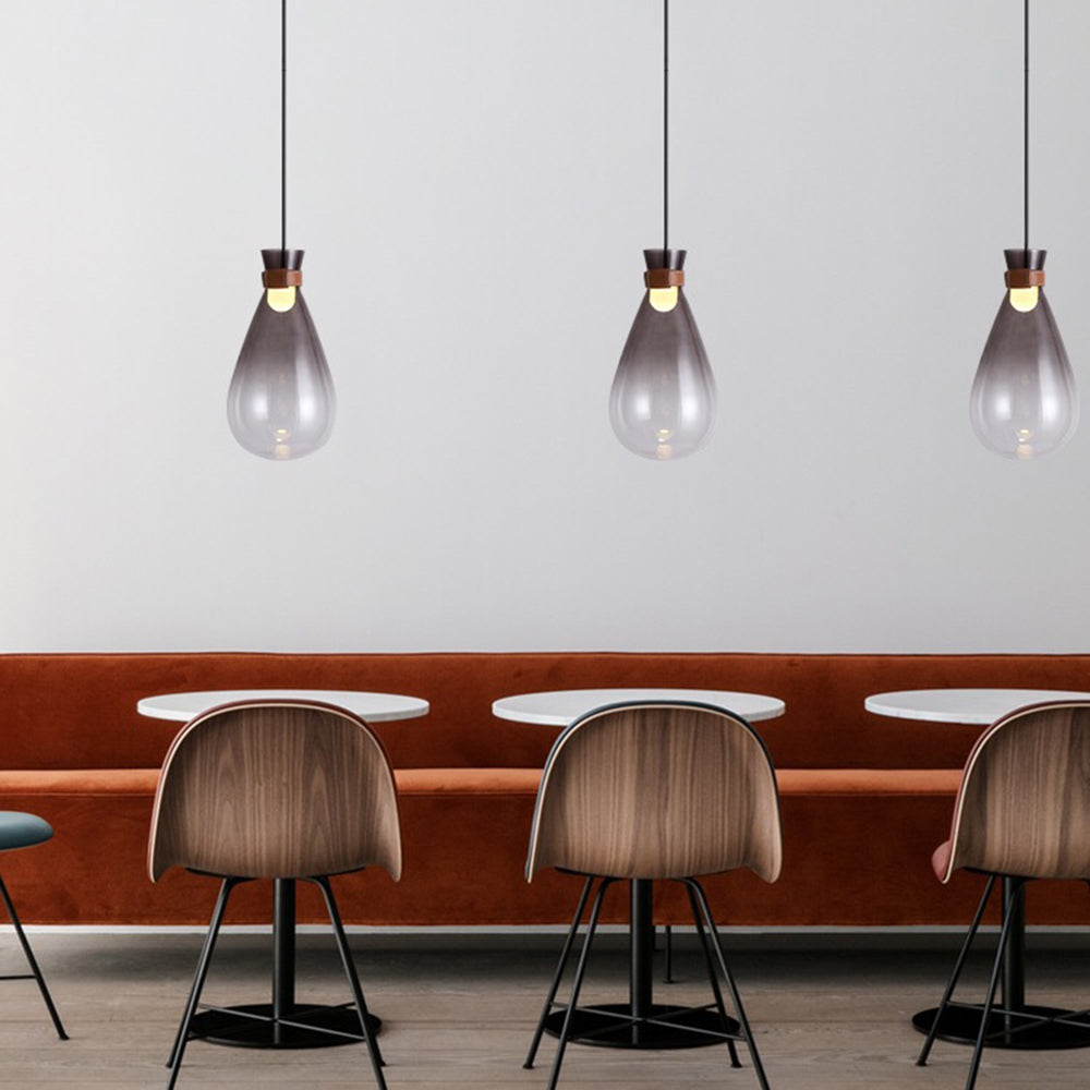 Valentina minimalistyczna lampa wisząca ze szkła w kształcie kropli, Smoke Gray/Biały