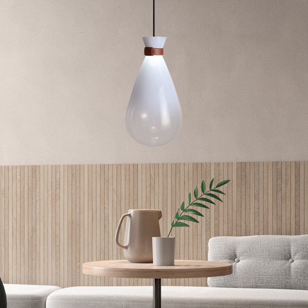 Valentina minimalistyczna lampa wisząca ze szkła w kształcie kropli, Smoke Gray/Biały