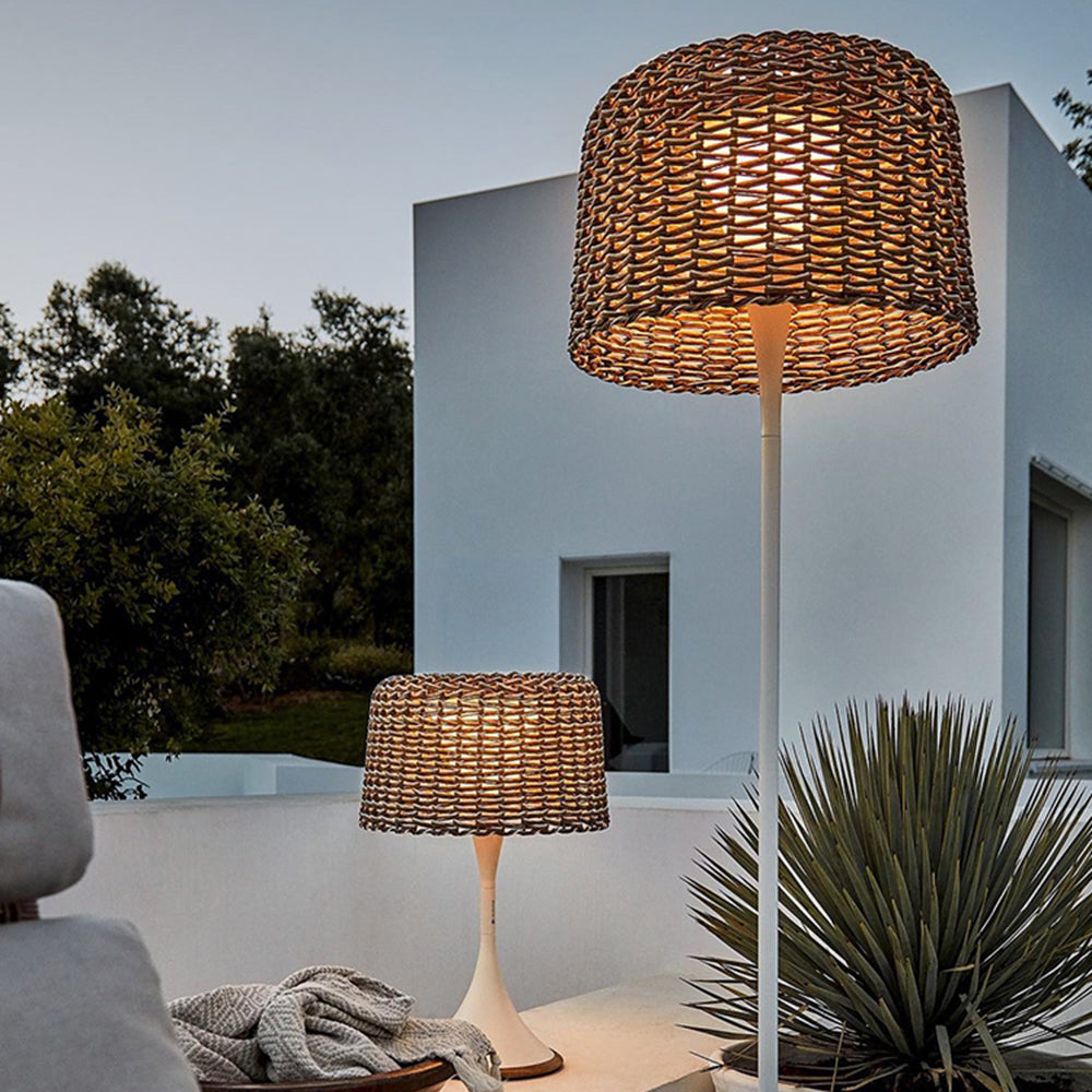 Ritta wodoodporna zewnętrzna lampa stojąca rattanowa, Balkon/Terasa
