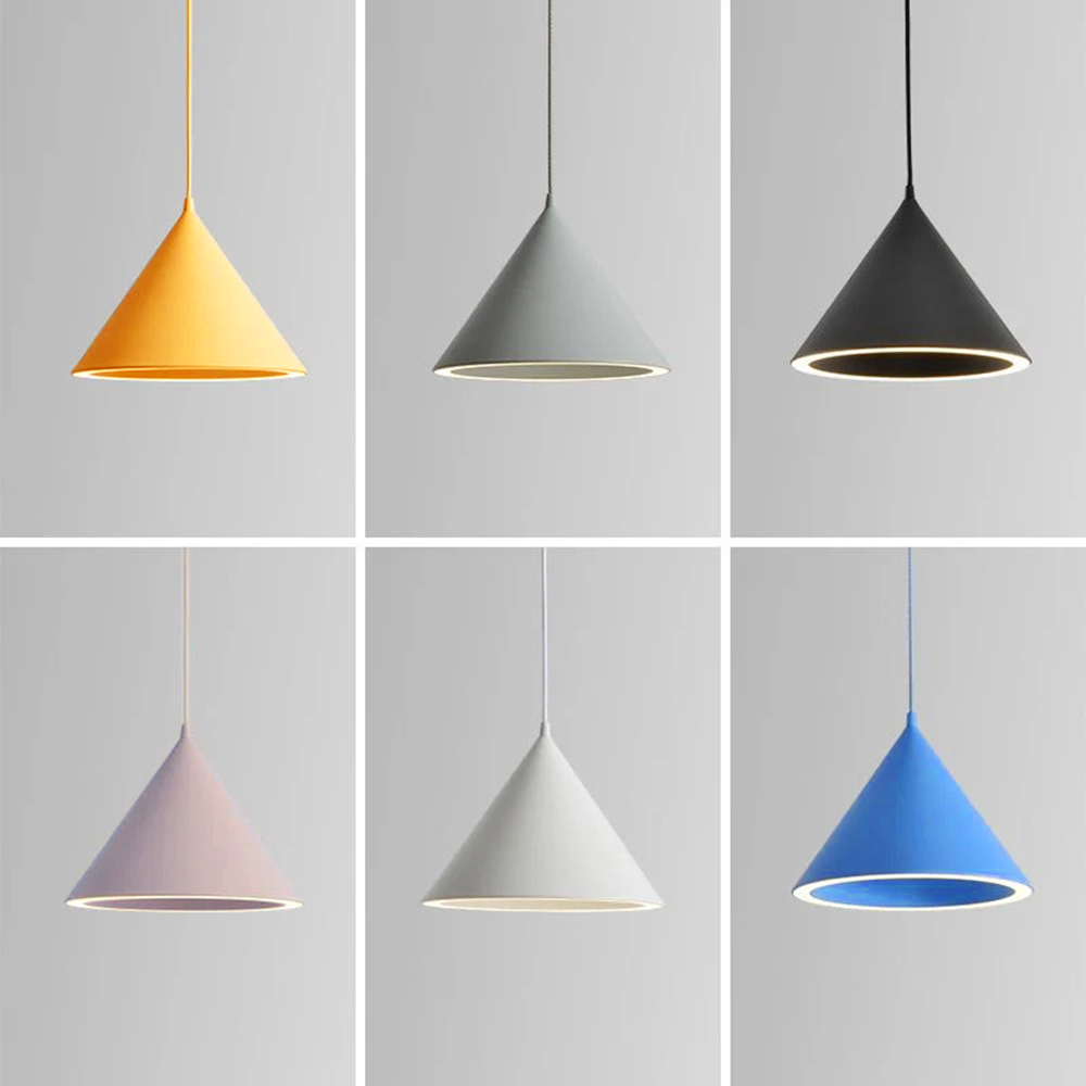 Aria wisząca lampa LED o kształcie lejka z barwnym światłem