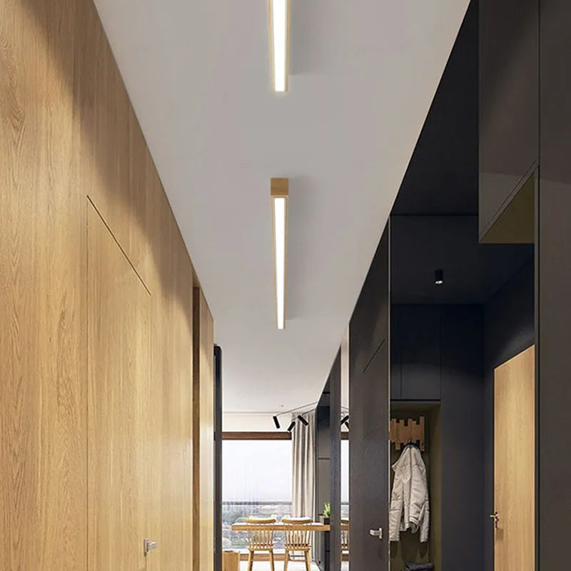 Arisha liniowa lampa sufitowa w stylu minimalistycznym, drewno