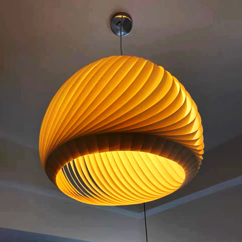 Muto rustykalna lampa wisząca ze szkła i drewna