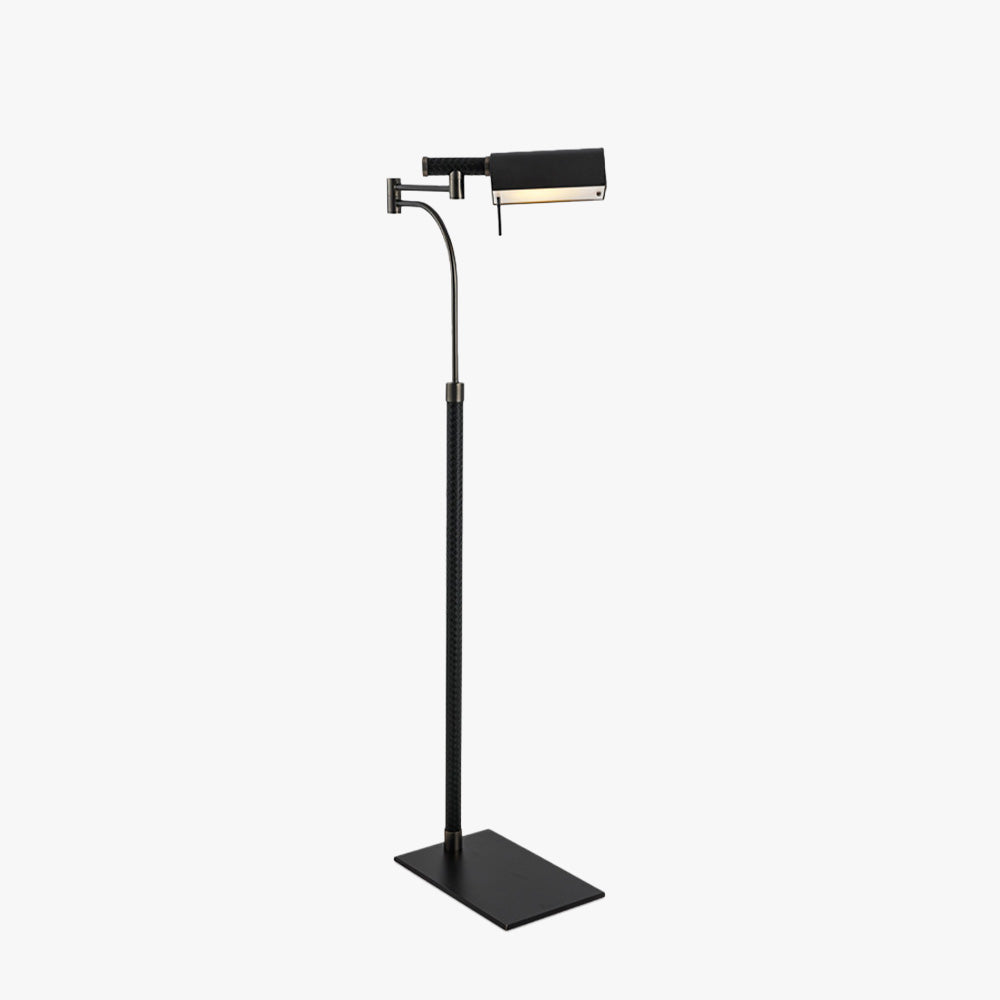 Salgado nowoczesna lampa stojąca w kolorze czarnym ze skóry i metalu