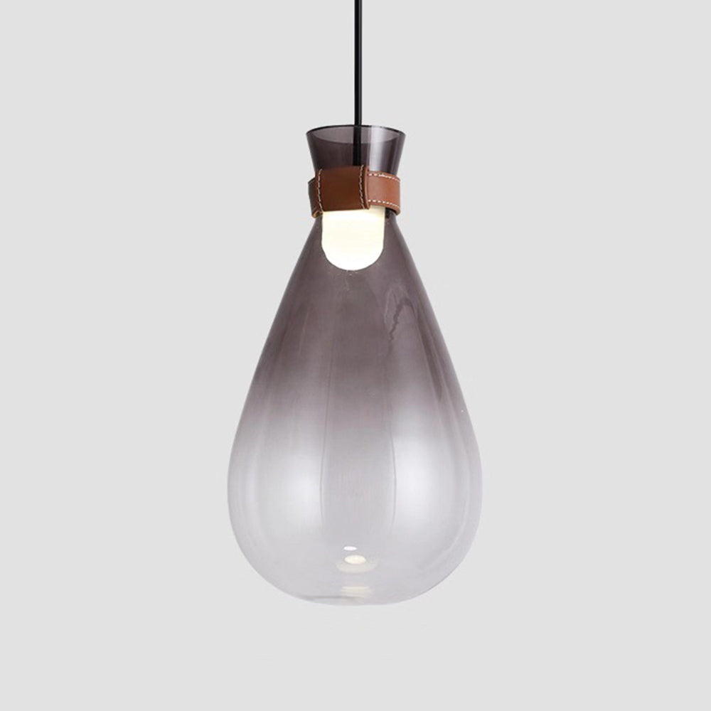 Valentina minimalistyczna lampa wisząca ze szkła w kształcie kropli, Smoke Gray/Biały