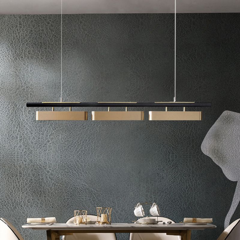 Arisha lampa wisząca prostokątna nowoczesna, metalowa, czarna/złota, biurowa