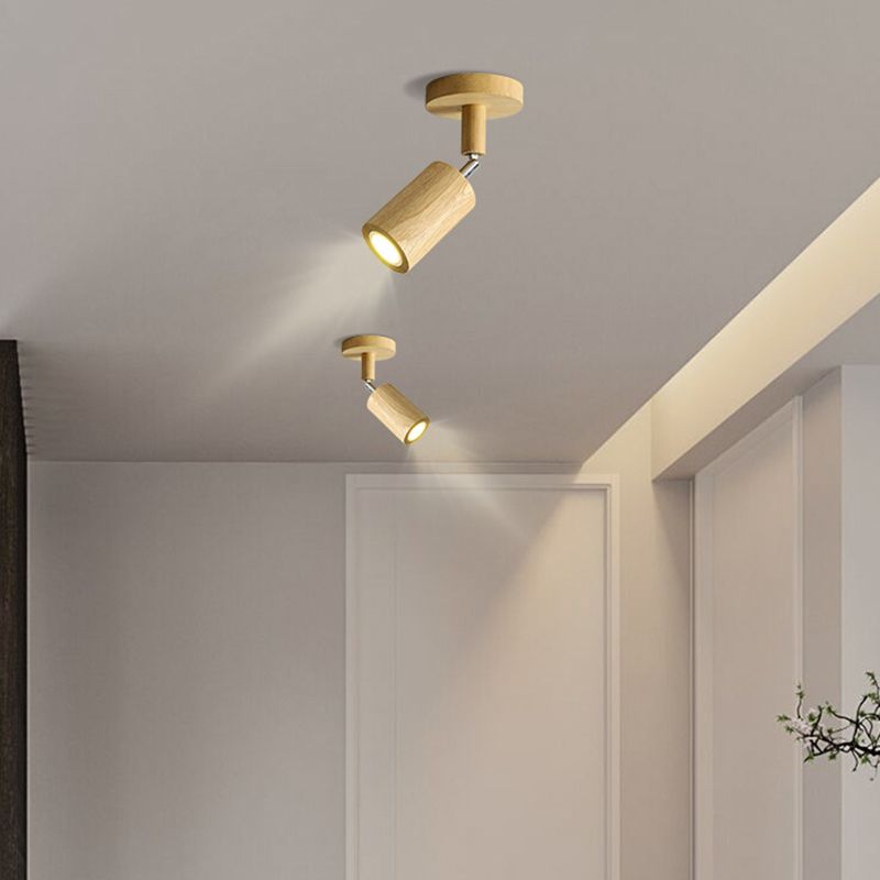 Muto nowoczesna regulowana lampa sufitowa typu reflektor, drewno