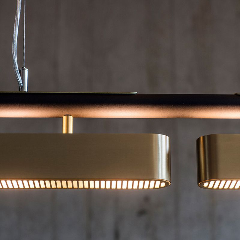 Arisha lampa wisząca prostokątna nowoczesna, metalowa, czarna/złota, biurowa