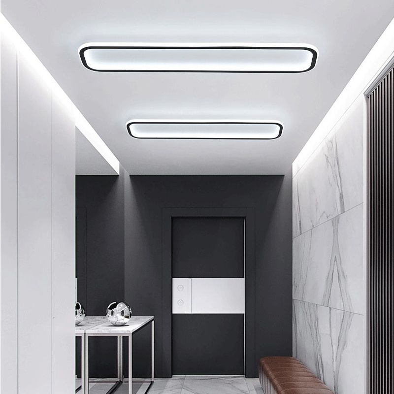 Arisha minimalistyczna lampa sufitowa montowana bezpośrednio z czarną ramą prostokątna