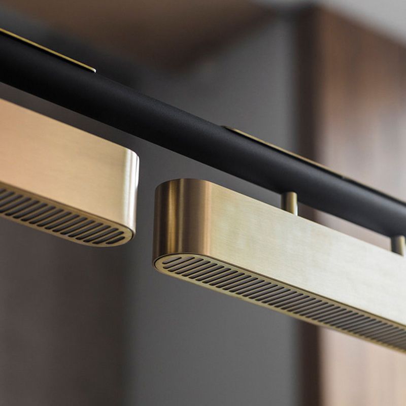 Arisha lampa wisząca prostokątna nowoczesna, metalowa, czarna/złota, biurowa