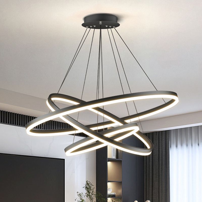 Arisha 3-Pierścienie Czarny Czarny nowoczesna lampa wisząca