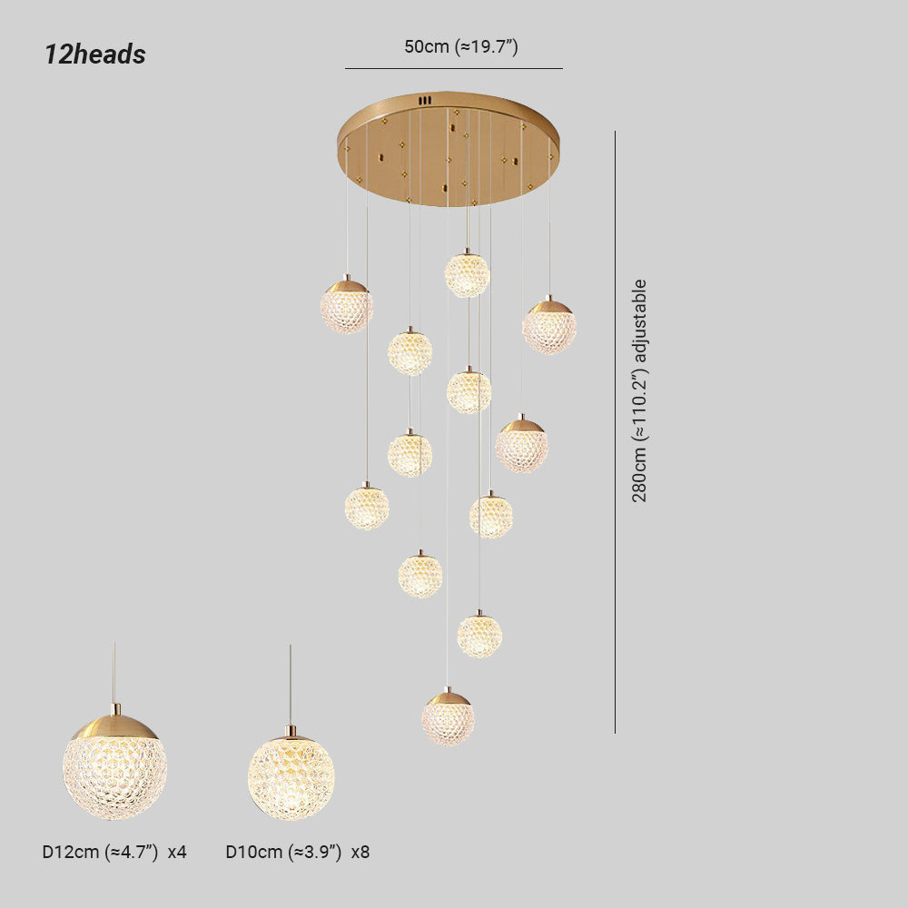 Arisha wielostopniowa nowoczesna lampa wisząca w stylu Art Deco Jibril, złoto