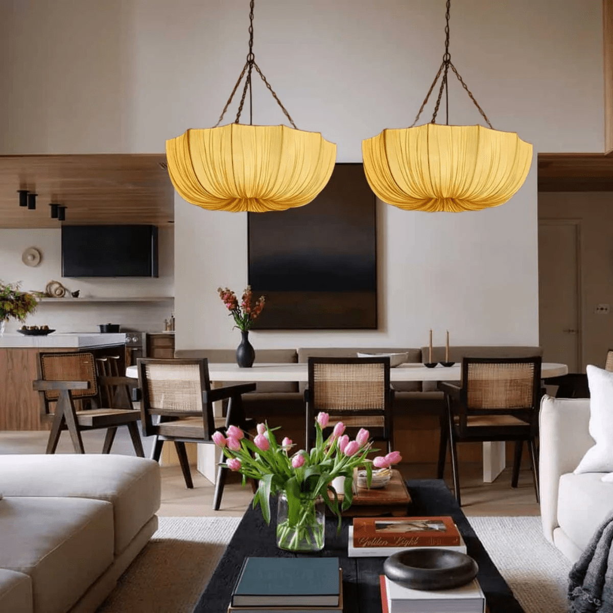 Hopty vintage lampa wisząca z płótna