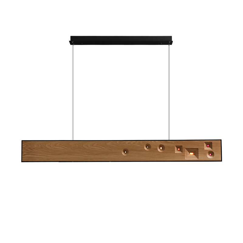 Elvorora lampa wisząca drewno kamień szlachetny liniowy LED