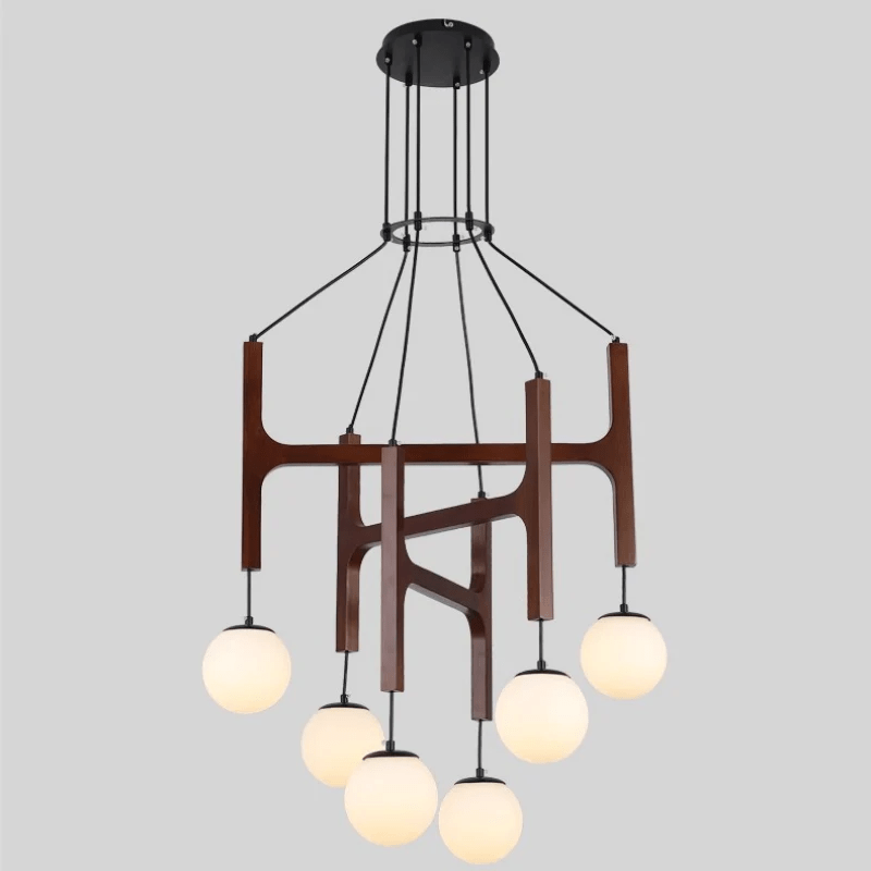 Xylocube geometryczna lampa wisząca ze szkła i drewna
