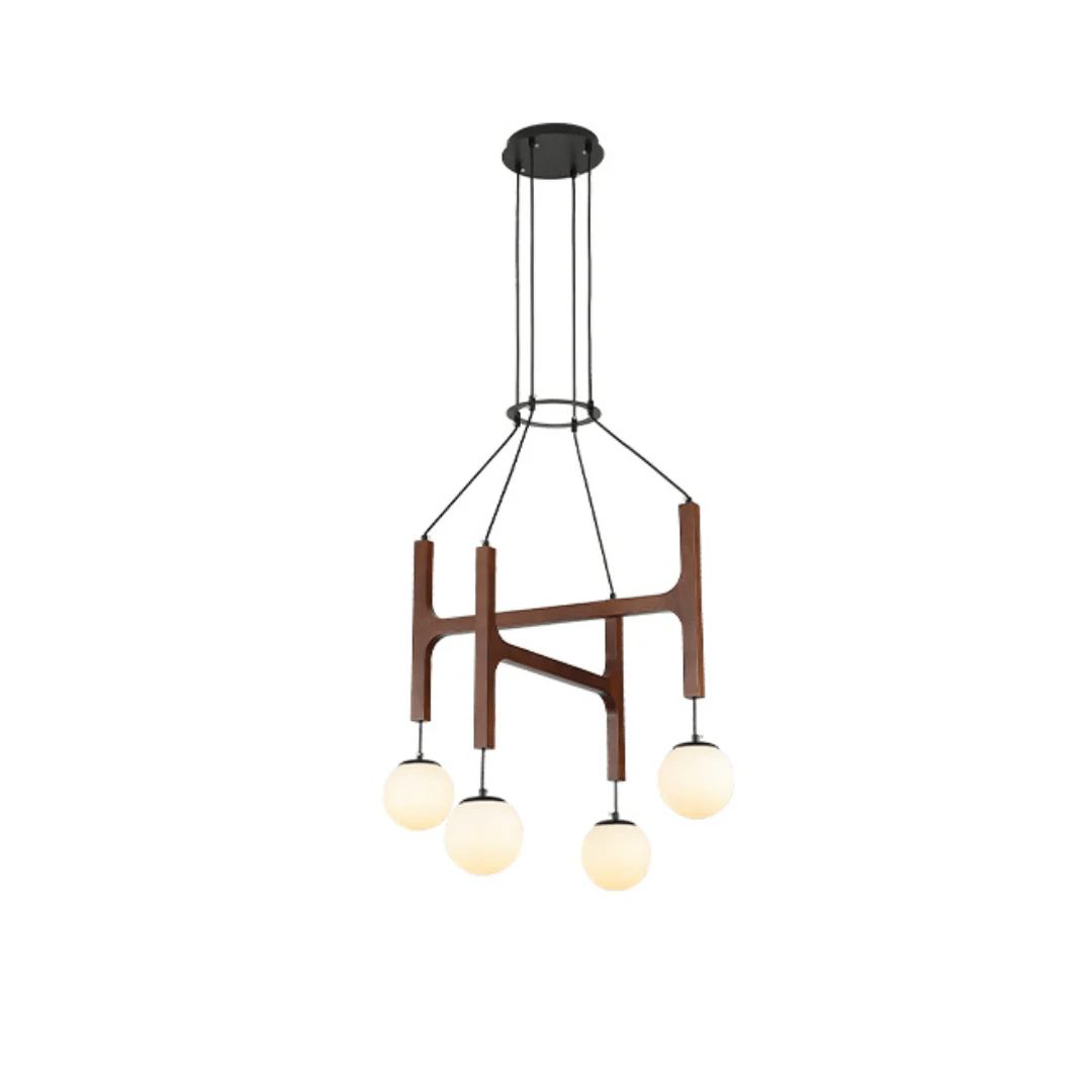 Xylocube geometryczna lampa wisząca ze szkła i drewna