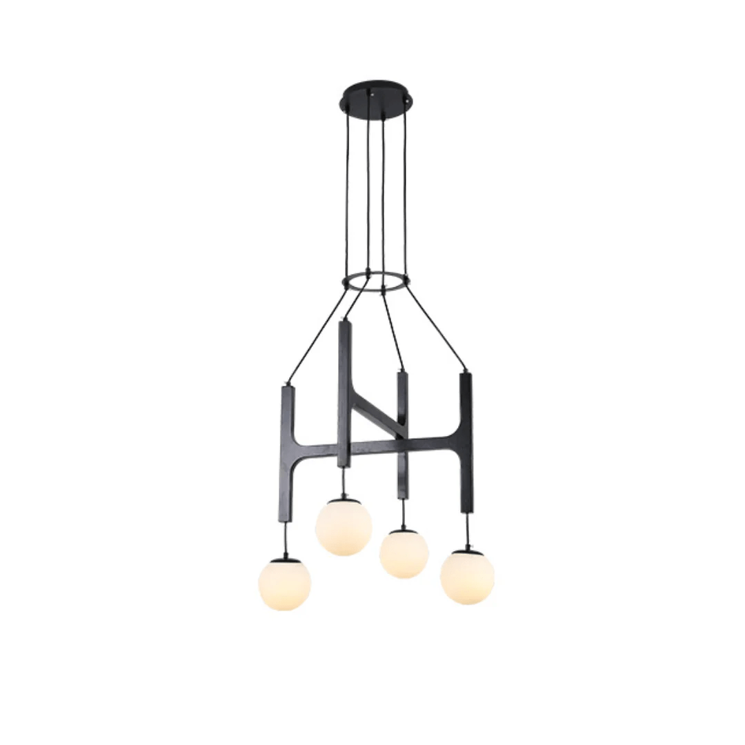 Xylocube geometryczna lampa wisząca ze szkła i drewna
