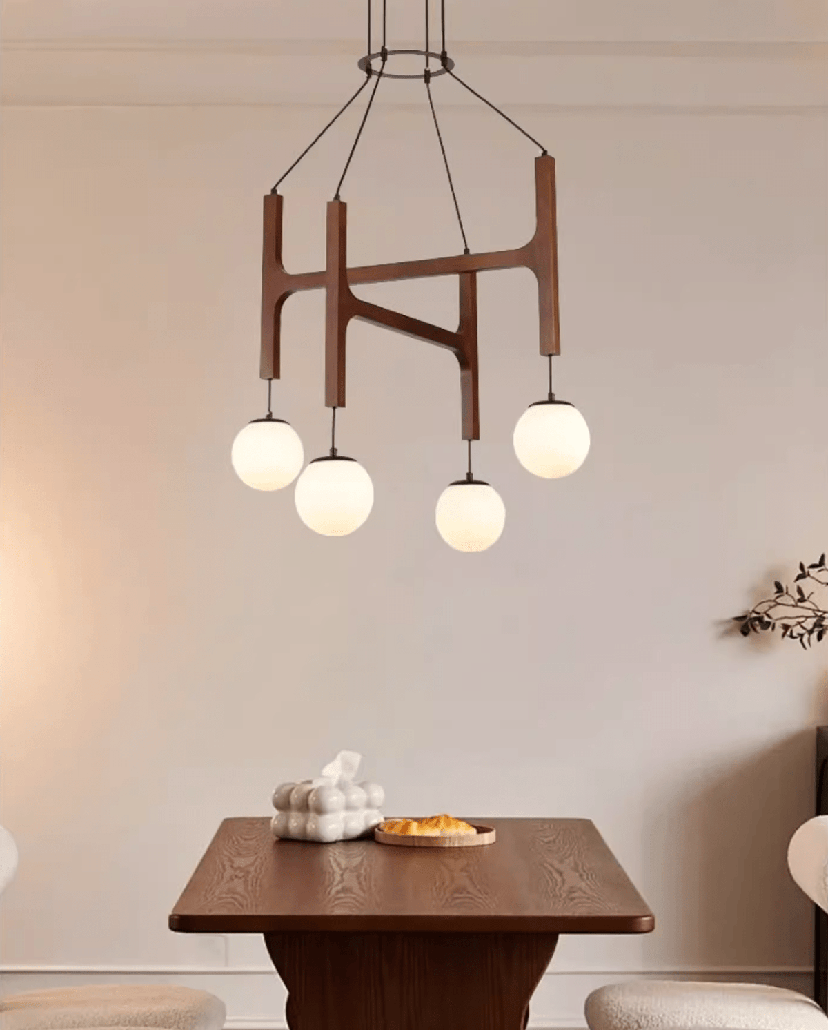 Xylocube geometryczna lampa wisząca ze szkła i drewna