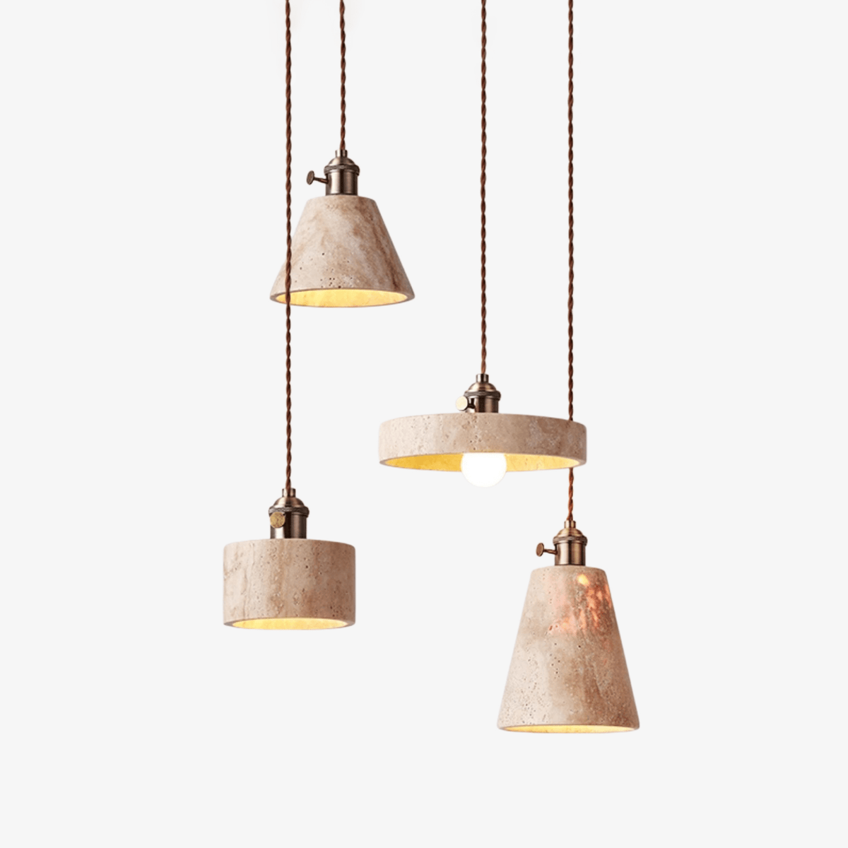 Zestaw lamp wiszących Ralw minimalistyczny ze żłotym Travertynem